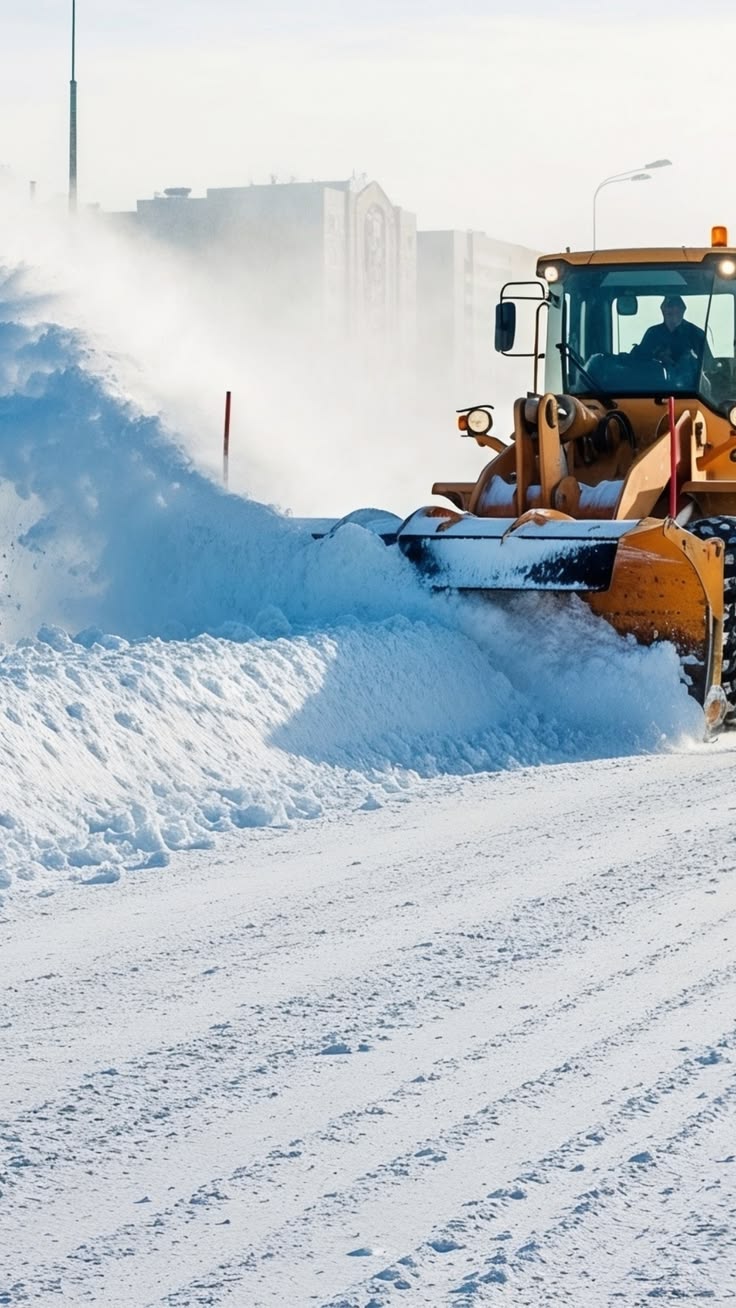 Chargeuse déblayant la neige